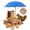 Blue, variant on XYADX Squirrel Picnic Table Feeder, Wooden with Umbrella & Water Bowl, Brown, Outdoor