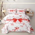 thumbnail image 2 of spefrowx Spring Floral Red Bow Bed Spread Queen for Girls Boys, Flower Botanical Queen Coverlet Set, 3 Pieces, 2 of 7