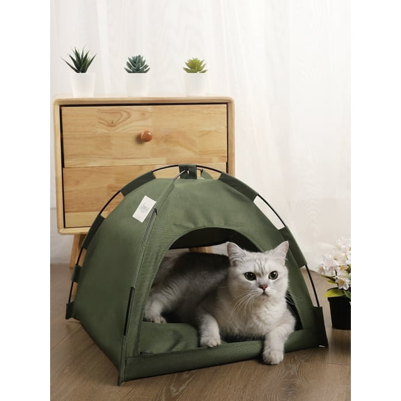 Cat Tent for Indoor Outdoor Cats, Kitten Bed,Cat Cave Bed,Warm Enclosed Covered Cat Tent,Outdoor Cave Bed House for Cats,Puppy or Small Pets(13.8'' x 13.8'' x 11.8'', Green)