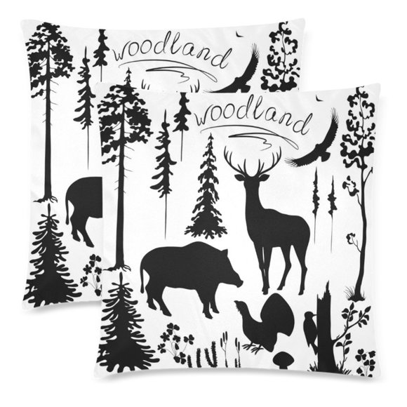 YUSDECOR animals silhouette Pillowcase Pillow Protector Cushion Cover 18x18 inch,Set of 2
