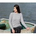thumbnail image 2 of SAOL Irish Aran Fisherman Tunic Fitted Sweater Wool Blend Women's Crew Neck Cable Knit Pullover, 2 of 8