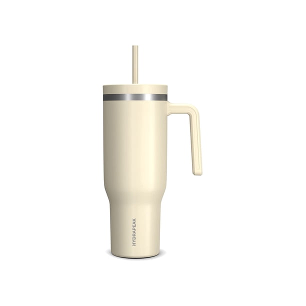 Termo Hydrapeak Voyager de 40 oz con asa y Popote Modern Cream Hydrapeak Voyager de 40 oz