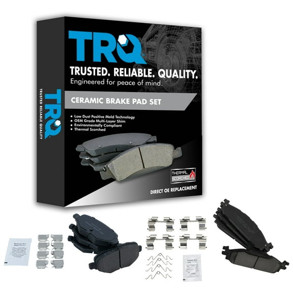 TRQ Front & Rear Premium Posi Ceramic Disc Brake Pad Set for Ford Lincoln BFA13068 Fits select: 2011-2019 FORD EXPLORER, 2009-2019 FORD FLEX