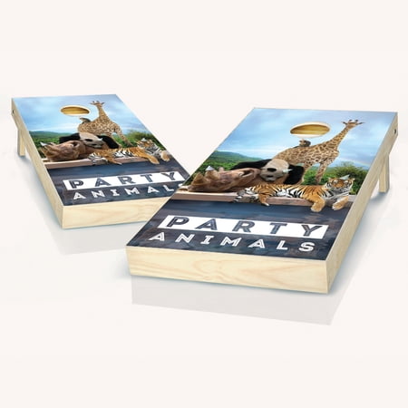 Skip's Garage Party Animals Solid Wood Cornhole Board Set