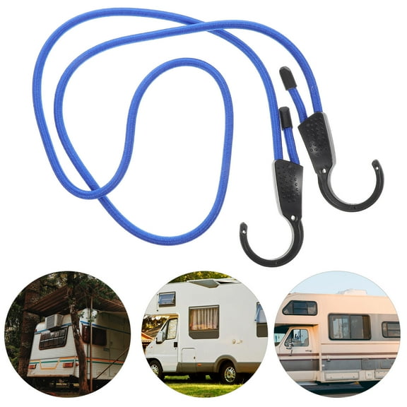 KALLORY Short Bungee Cords Secure Mounting Elastic Rope Blue 1Pack