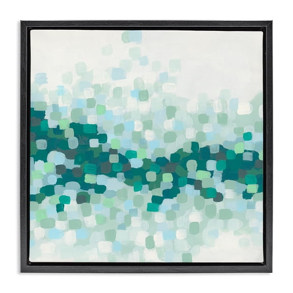 Stupell Industries Contemporary Green Speckled Horizon Black Floating Frame Canvas Art, 18 x 18, by June Erica Vess