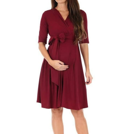 

LilyLLL Pregnant Womens Half Sleeve Wrap Dress Meaternity Nursing Breastfeeding Swing Dress