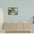 thumbnail image 2 of Floral Tropical Summer Vacation Resort Landscape Painting Black Framed Art Print Wall Art, 2 of 7
