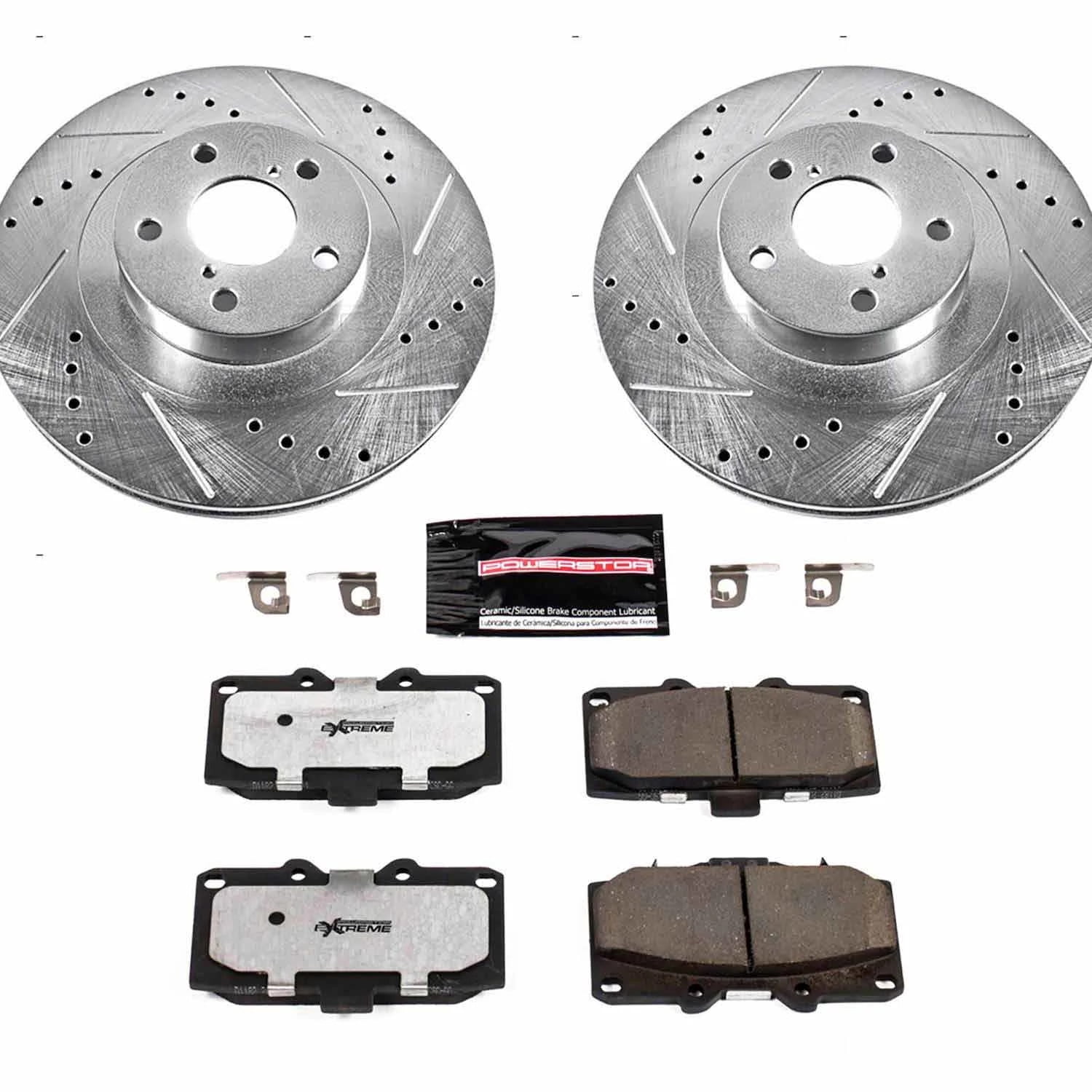 PowerStop Front Z26 Street Warrior Carbon-Fiber Ceramic Brake Pad and Drilled and Slotted Rotor Kit Fits: SUBARU Select Models K2367-26