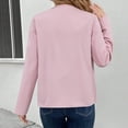 thumbnail image 5 of JGGSPWM Women's Fashion Casual Solid Color Round Neck Long Sleeve Button-Up Tops Soft Cozy Breathable Spring Shirts Pink S, 5 of 5