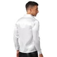 thumbnail image 3 of Doomiva Men's Shiny Sequins Design Silk Like Satin Button Up Disco Party Dress Shirts Dance Costume White 170, 3 of 7