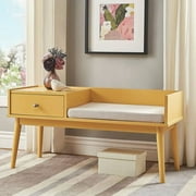 Weston Home Chelsea Lane Ethan Wood Bench with 1 Drawer, Yellow