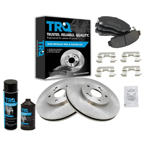 TRQ Front Metallic Brake Pad & Rotor Kit w/Fluids for Honda Accord Acura CL BKA15382 Fits select: 2008-2010 HONDA ACCORD EXL, 2006 ACURA 3.2TL