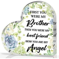 Sympathy Gifts for Loss of Brother, Memorial Gifts for Friends Man Male, In Memory of Brother Acrylic Heart Plaque, Bereavement Condolences Grief Gifts, Funeral Remembrance Decor Ornament Sign