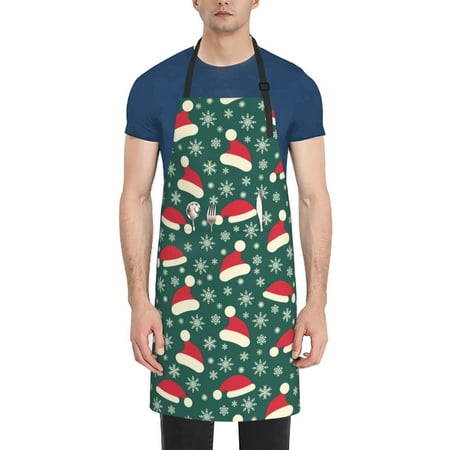 

Goofa Santa Hat Joy Green Festive Printed Waterproof Apron 33 Chef Aprons for Men Heavy Duty Chemical Work Apron Adjustable Bib Apron