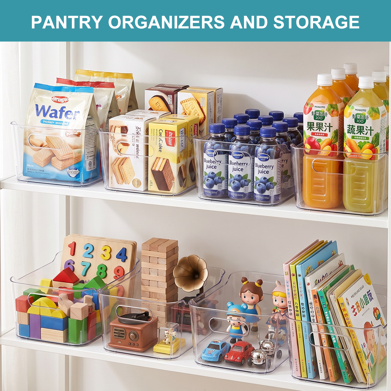 Taimasi 8-Pack Clear Plastic Storage Bins with Handles photo 8