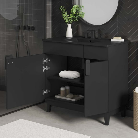 Modway Miles 36” Bathroom Vanity in Black Black
