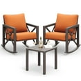 thumbnail image 5 of MRUAKA Rocking Chair Bistro Set,3 Piece Outdoor Patio Furniture Set with 2 Rockers and 1 Metal Coffee Table with Thick Cushions for Porch,Backyard,Poolside,Orange, 5 of 8