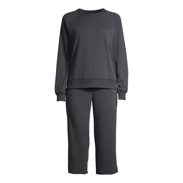 Secret Treasures Long Sleeve Crew Neck Recycled Polyester Cotton Rayon Pajamas Women s or Women s Plus 2 Piece Set Walmart