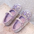 thumbnail image 4 of XinghaiYIDE Girls Rhinestone Soft-Sole Dress Shoes, Sparkly Ballet Flats for Performances/Weddings/Parties, Comfortable 2026 Footwear for Toddler/Little Kid, Sizes 2-11Y Purple, 4 of 8