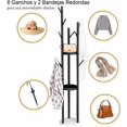 thumbnail image 3 of Perchero de Metal con 8 Ganchos y 2 Bandejas Redondas, 170cm Perchero de pie, Percheros Moderno en Forma de Árbol, Puede colocar Sombreros, Paraguas, Bolsos, Bufandas, Ropa, 3 of 6