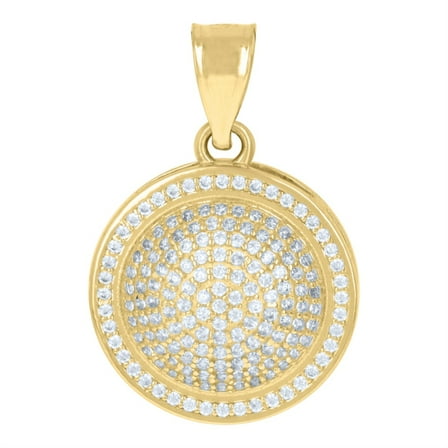 Auriga 10k Yellow Gold Cubic-Zirconia Cluster Round Medallion Charm Pendant for Men