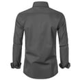 thumbnail image 4 of Men's Slim Fit Stretch Dress Shirt Solid Color Microelastic Long Sleeve Casual Soft Business Button Up Shirts, 4 of 5