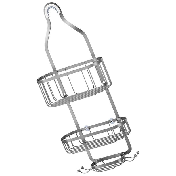 Injueey Práctico estante colgante para ducha de baño, organizador, placa cromada de acero inoxidable Almacenamiento y organización del hogar