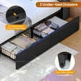 thumbnail image 3 of Twin Size Bed Frame with Storage Headboard and 2 Drawers,Leather Upholstered Platform Bed with Hidden Bookcse Headboard and Charging Station ,Twin Size Gaming Bed with RGB LED Light,Black, 3 of 9