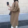 thumbnail image 6 of IROINNID Women's Comfy Long Coat Solid Color Trench Coat Long Sleeve Outwear, Coffee, 6 of 7
