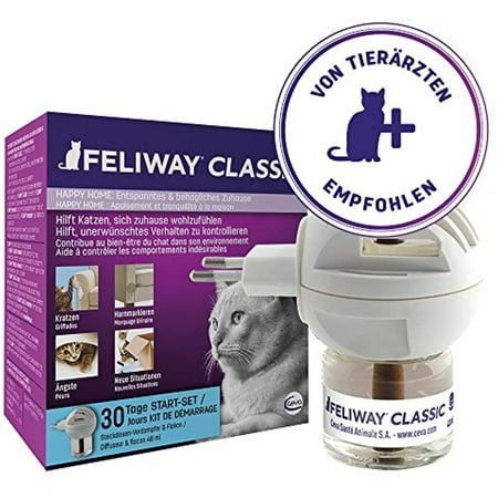Feliway Classic Cat Calming Diffuser Kit for Cats (30 Day Starter Kit) - Reduce Problem Scratching, Spraying, and Hiding