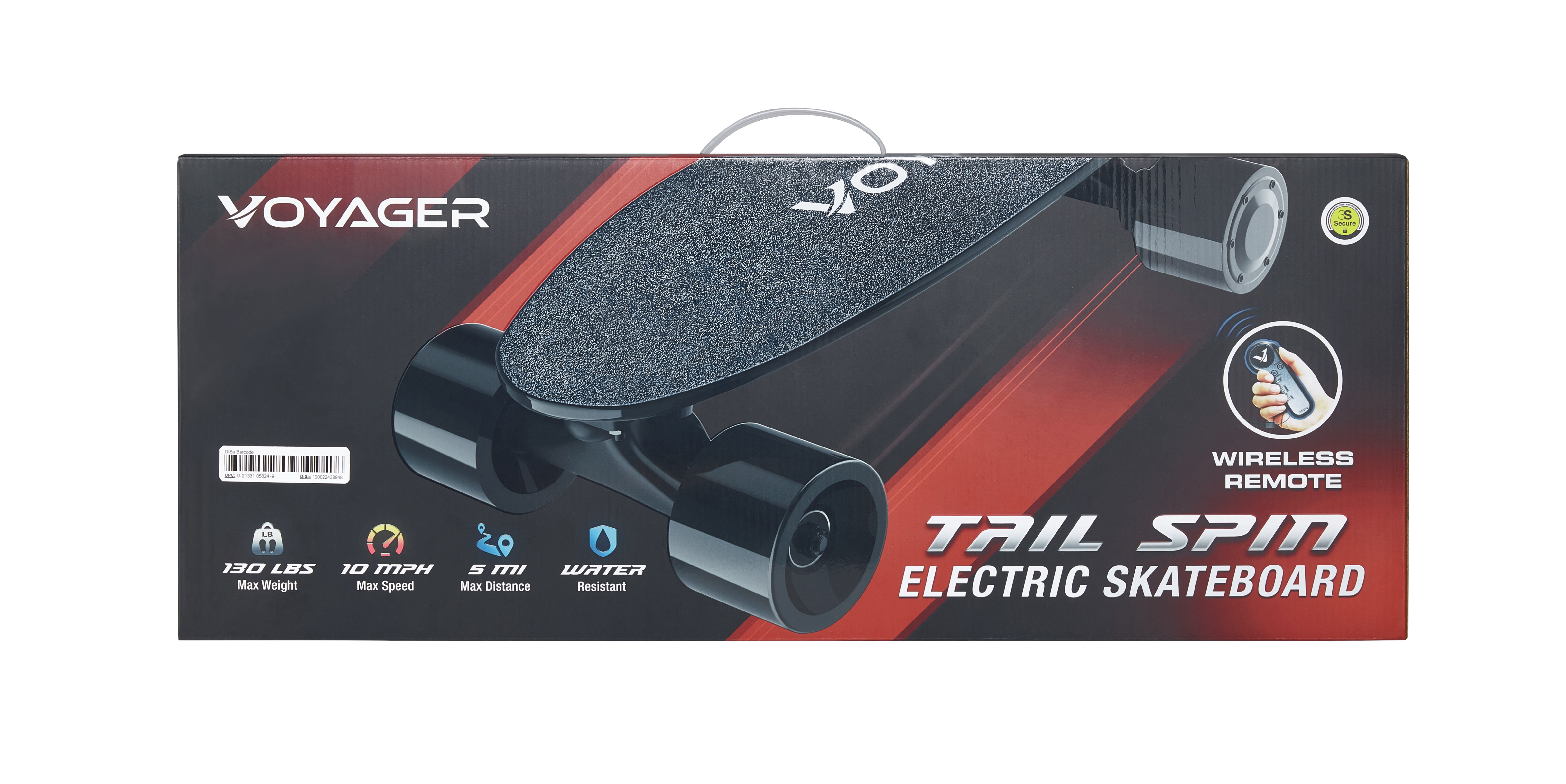 Voyager Tailspin Electric Skateboard for Beginners, Kids and Teenagers .Black,2816 oz