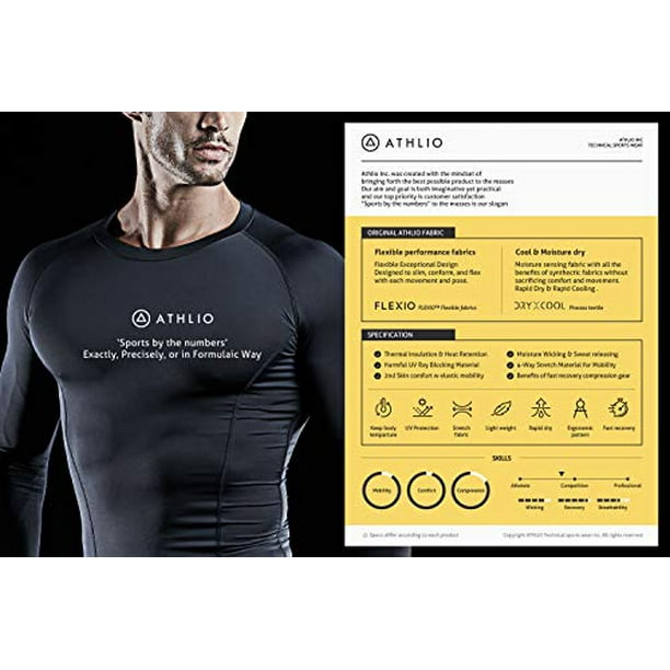 ATHLIO 1 or 3 Pack Men's Cool Dry Short Sleeve Compression Shirts, Sports  Baselayer T-Shirts Tops, Athletic Workout Shirt