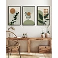 thumbnail image 5 of Drsoum 16x24in3pcs Black Framed Boho Plant Wall Art Green Botanical Bohemain Wall Printing Abstract Canvas Prints with Leaf & Sun Lines Decor, 5 of 8