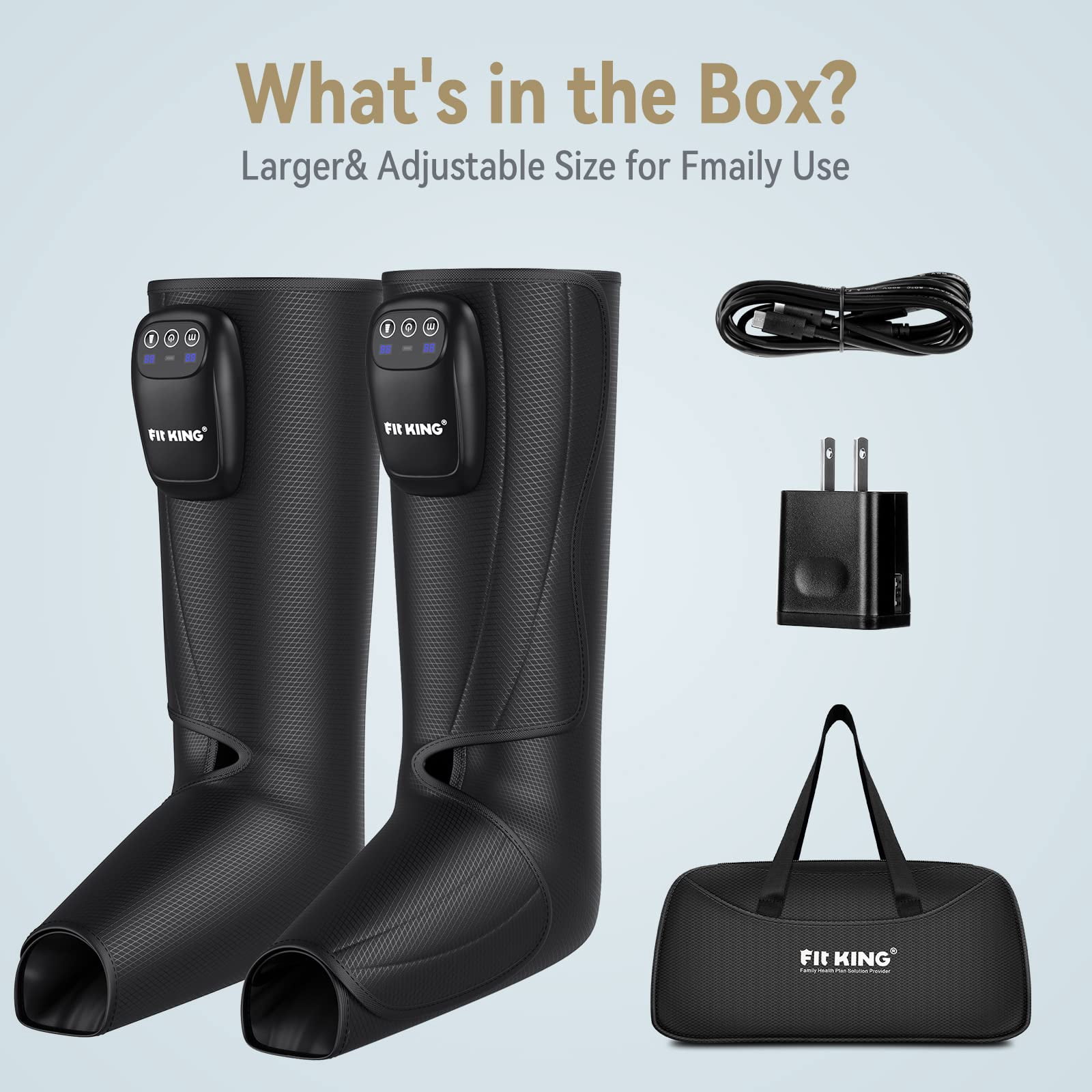 FIT KING Upgraded Cordless Leg Foot Massager for Pain Relief and Circulation, Relax Recovery, Rechargeable & Portable Compression Boots Calf Compression with Travel Bag - Healthy Gift Idea
