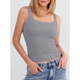 thumbnail image 3 of ANRABESS Tank Top for Women Summer 2026 Double Lined Sleeveless Square Neck Basic Tight Workout Tees Shirts Grey X-Small, 3 of 11