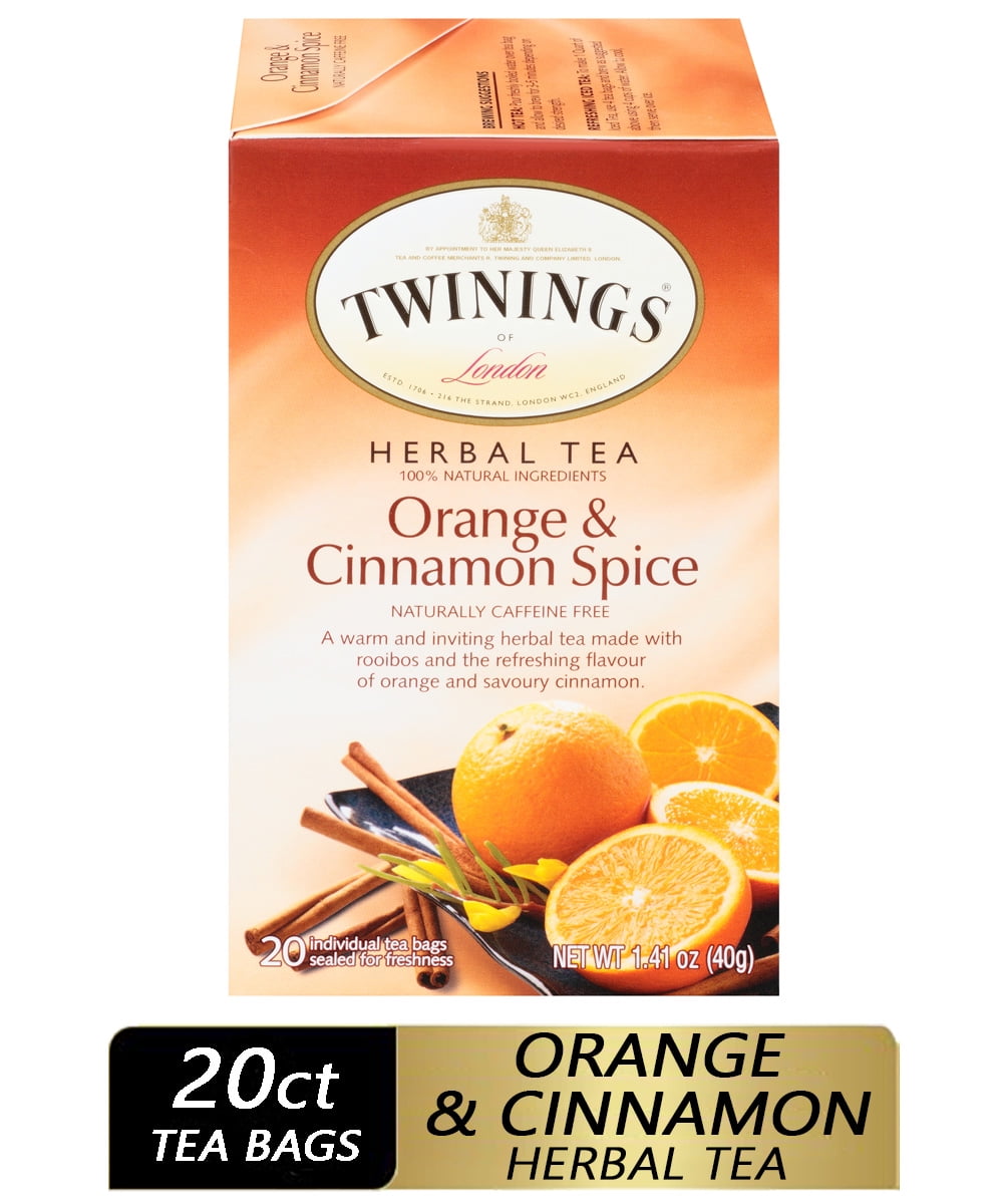 Twinings of London Orange & Cinnamon Spice Herbal Tea Bags, 20 count, 1