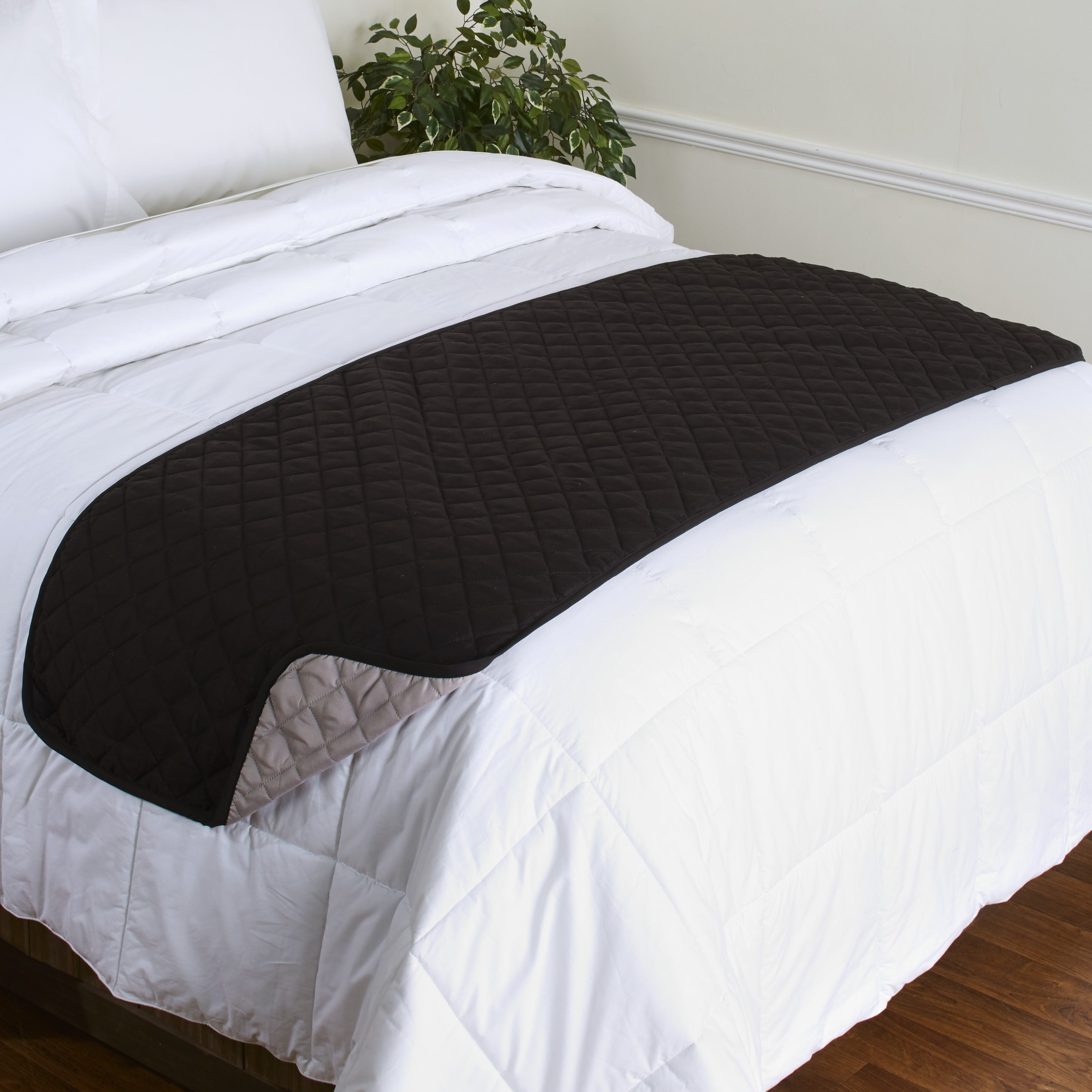 Quilted Reversible Bed Scarf Dog and Cat Hair Bed Protector Gray