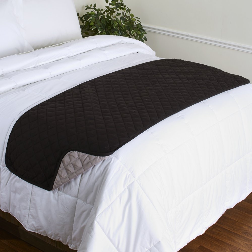 Quilted Reversible Bed Scarf Dog and Cat Hair Bed Protector Gray