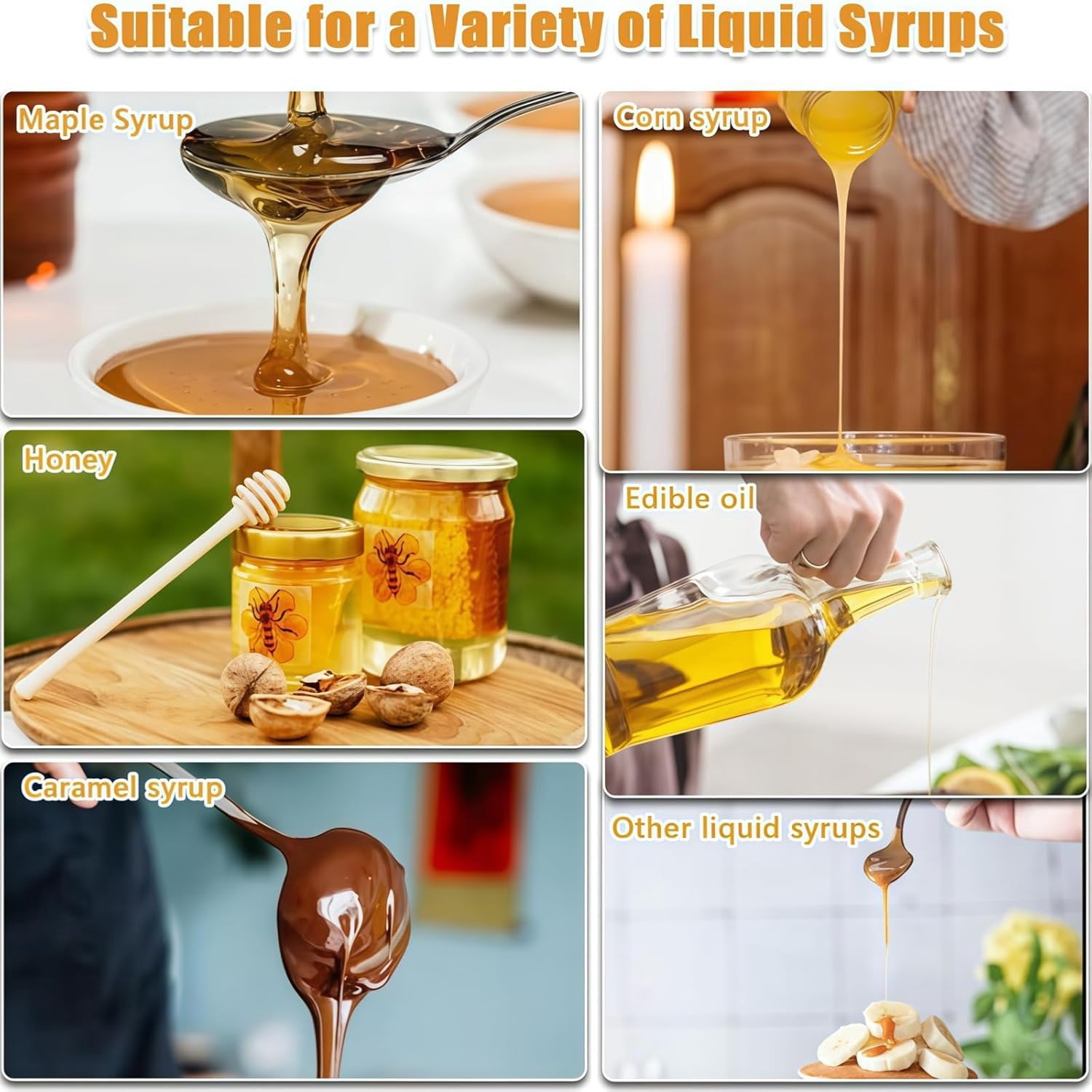 Honey Dispenser No Drip Glass with Stand,Honey Dispenser Pot,12oz Glass Honey Jar Pot with Handle for Honey, Maple Syrup, Coffee, Tea & Pancakes (2pcs)
