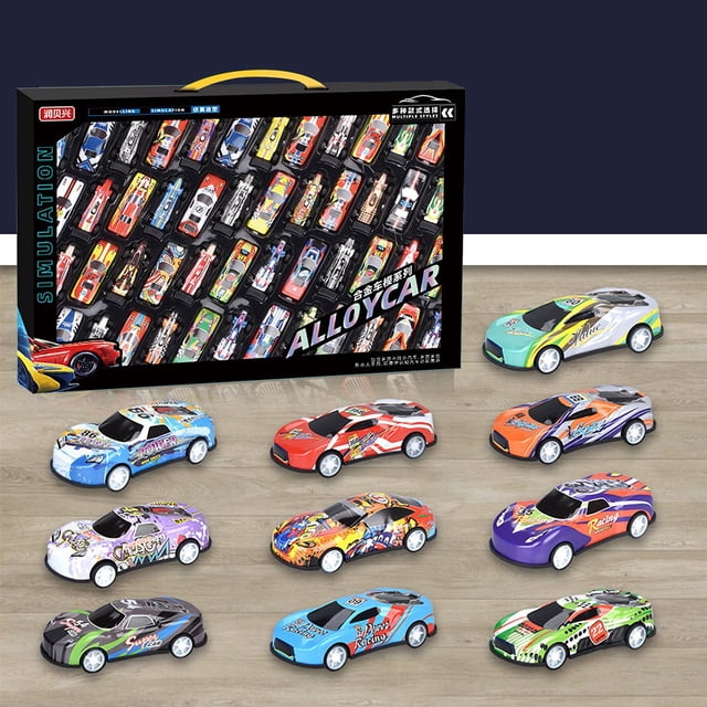 24 Pcs Pull Back Alloy Car Set For Kids 3+ 1:64 Scale Inertia Racing Car Model Gift Box For Boys Birthday Toy Car Collection