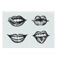 thumbnail image 1 of Kiss Cutting Board, Monochromatic Woman Lips in Various Poses, Decorative Tempered Glass Cutting and Serving Board, Large Size, Charcoal Grey and White, by Ambesonne, 1 of 1
