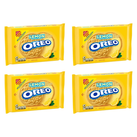OREO Lemon Creme Sandwich Cookies Family Size 18.71 oz (Pack of 4)