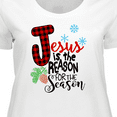 thumbnail image 4 of Inktastic Jesus is the Reason for the Season Pinecone and Snowflakes Women's Plus Size T-Shirt, 4 of 5