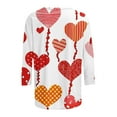 thumbnail image 5 of Xdegoge Cute Heart Shirts for Women 3/4 Sleeve Tops Holiday Valentine Tshirts Crew Neck Fashion T Shirt Dressy Casual Blouses Going Out Outfits, 5 of 6
