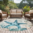 thumbnail image 4 of Teal Starfish Coastal Large Round Rug 8 FT, Non Slip Living Room Area Carpet, Summer Beach Nautical Retro Washable Soft Circle Rug Non-Shedding Floor Carpet for Bedroom Office Dining Room, 4 of 9