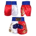 thumbnail image 2 of Nyeemya Kids Boys Boxing Shorts Youth Boxing Trunk Muay Thai Shorts Martial Arts Kickboxing Shorts Blue&White&Red XS/130, 2 of 6