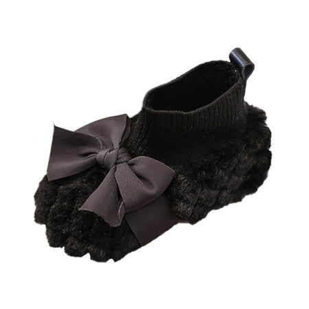 

Girls Boots Fashion Autumn Winter Flat Soft Bottom Non-Slip Cute Plush Warm Comfortable Shoes Bow Knot