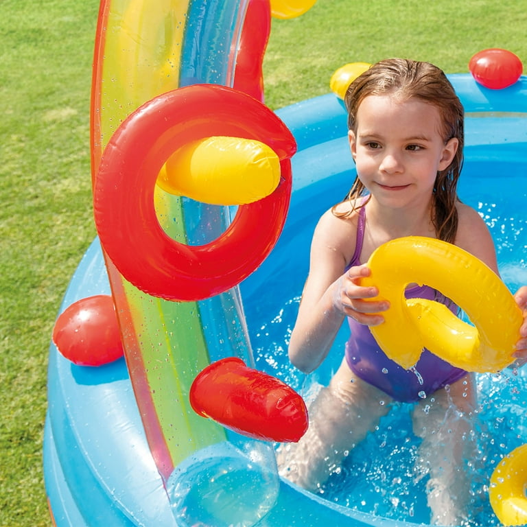 Intex Rainbow Slide Inflatable Pool Ring Center, Kids, x