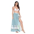 thumbnail image 2 of FORMRS Womens Long Sarong Beach Wrap Semi-Sheer Bikini Skirt Bathing Swimsuit Cover Up, White Cartoon Swan, 2 of 7